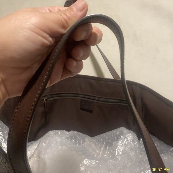 Gucci Y2K GG Monogram Metallic Brown Coated Canvas Leather Tote Bag Italy - Picture 5 of 14